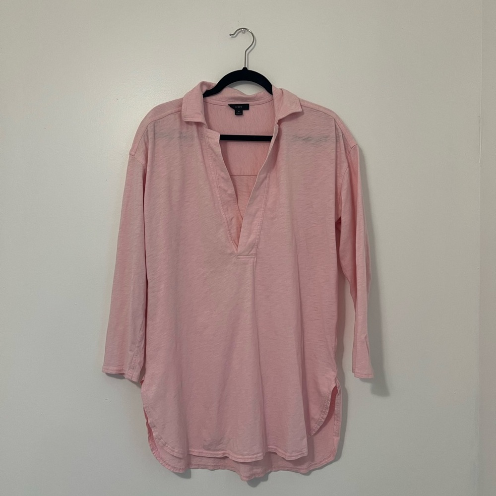 J. Crew V-Neck Slub Cotton Tunic Dress